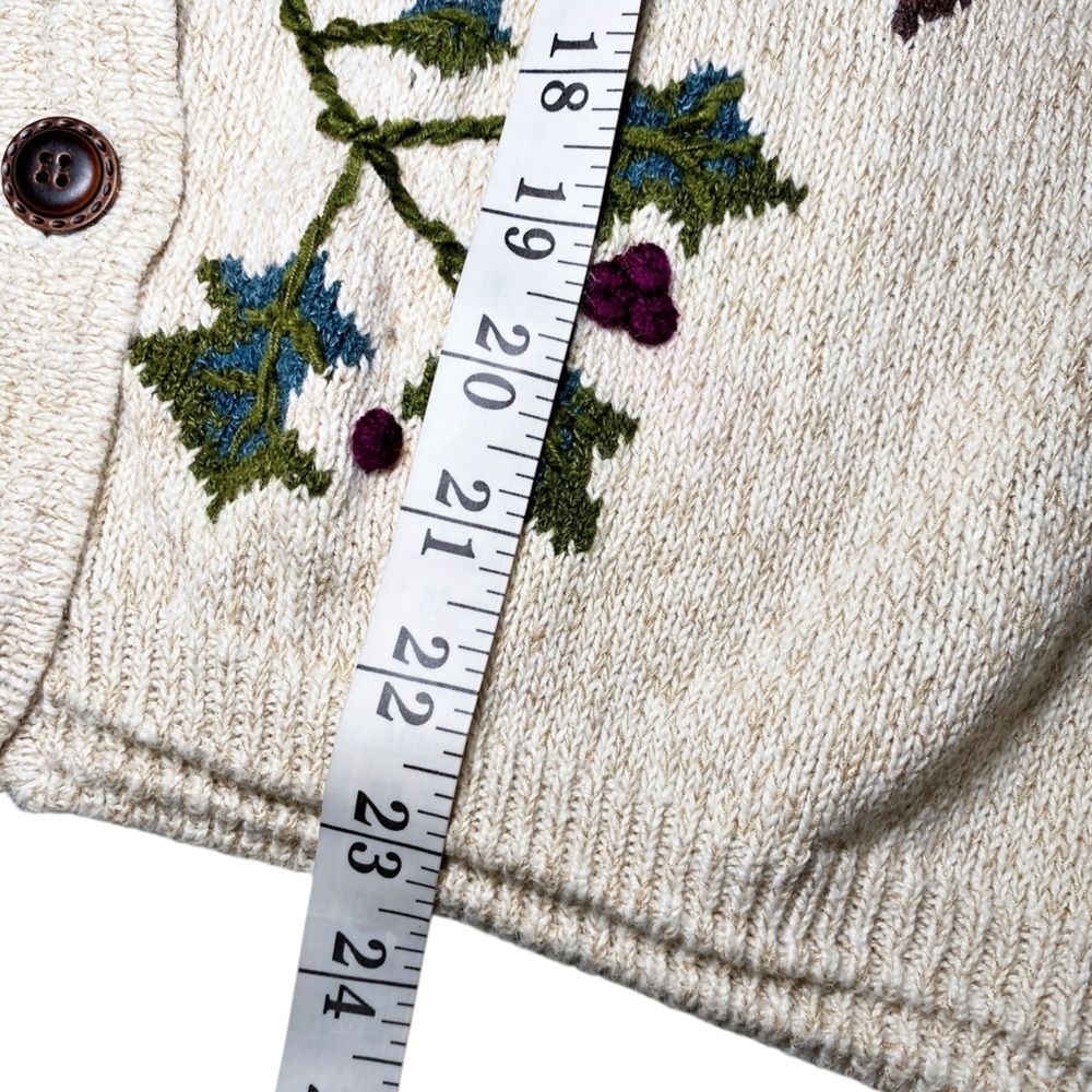 Alfred Dunner Cream Cardigan with Leaf Motif - Picture 14 of 15